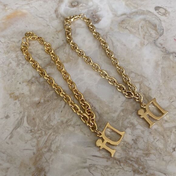 Di Gold Tone Link Charm Bracelet (set of 2) - Picture 3 of 5